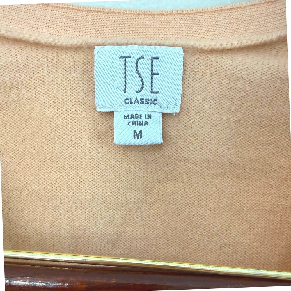 TSE Classic 100% Pure Cashmere Cardigan Sweater Apricot Orange Size Medium - Picture 6 of 7